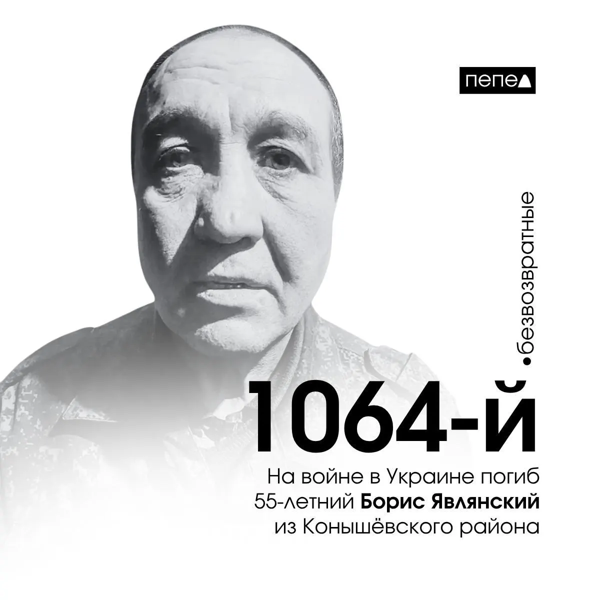 Борис Являнский, 55 лет, погиб 11 марта 2025 года. По собранным данным, он числится 1064‑м погибшим военнослужащим из Курской области.