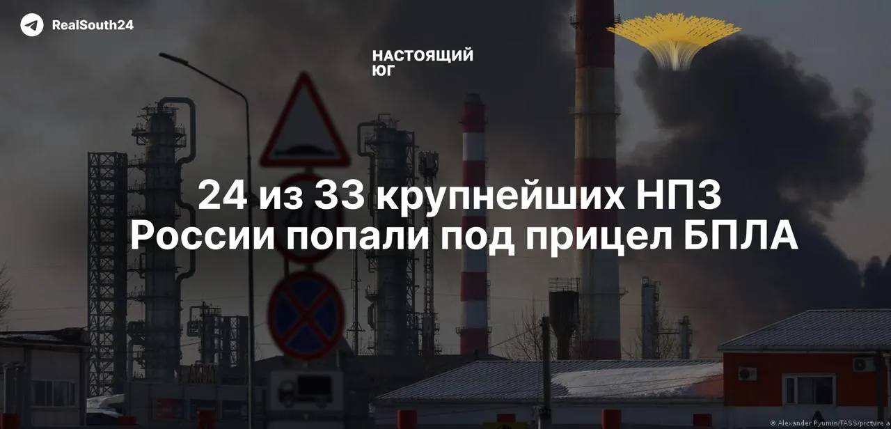С начала полномасштабной войны по нефтеперерабатывающим заводам России зафиксировано свыше 150 ударов; выведена примерно четверть перерабатывающих мощностей, переработка опустилась до уровня 2009 года, есть погибшие и масштабные перебои в работе заводов.