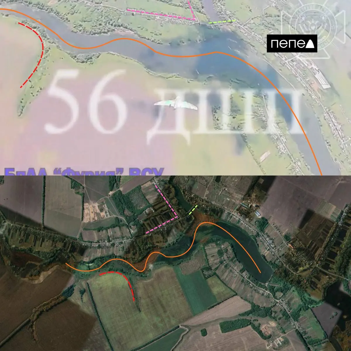 В небе над селом Кульбаки Глушковского района 9 июня зафиксирован перехват украинского разведывательного беспилотника «Фурия». Место съёмки подтверждено по спутниковым снимкам.