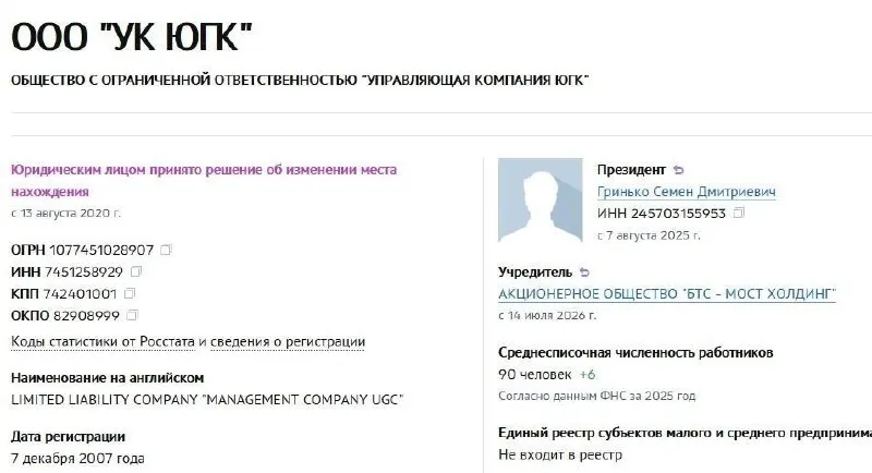 Управляющая компания холдинга передана АО «БТС‑Мост Холдинг». Активы, ранее национализированные у Константина Струкова, были проданы на аукционе — победитель заплатил 93,16 млрд рублей; после сделки компания переименована в ГК «БТС‑Золото», новым гендиректором стал Олег Ширяев.