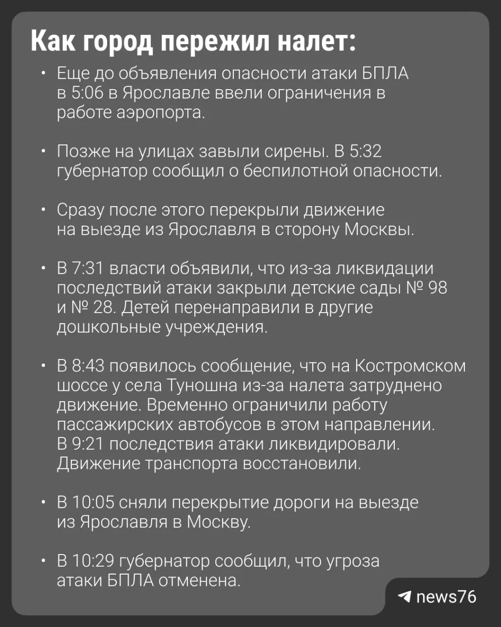 67 беспилотников атаковали Ярославскую область; погиб один человек, 27 пострадали. Подробности — позже.